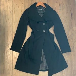 Black wool trench coat